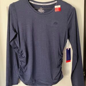 Aeropostale Sport Blue Ruched Long Sleeve Performance Top